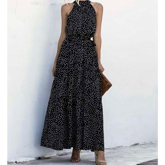 Ava Rose Black & White Polka Dot Jumpsuit, Large/XL - Picture 2 of 4